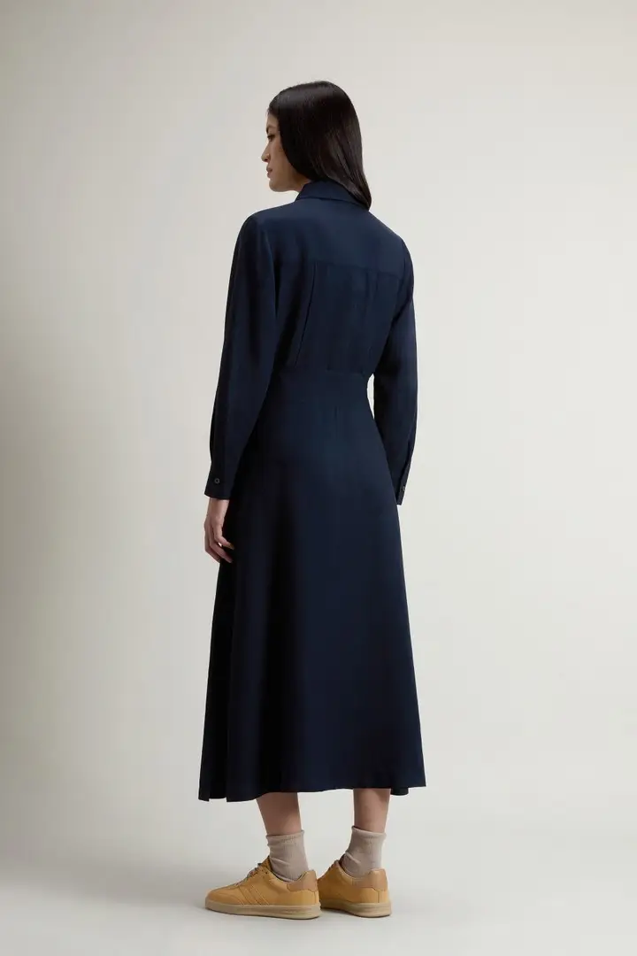 donna Vestito chemisier in misto lino con cintura Blu Melton Blue miniatura 3