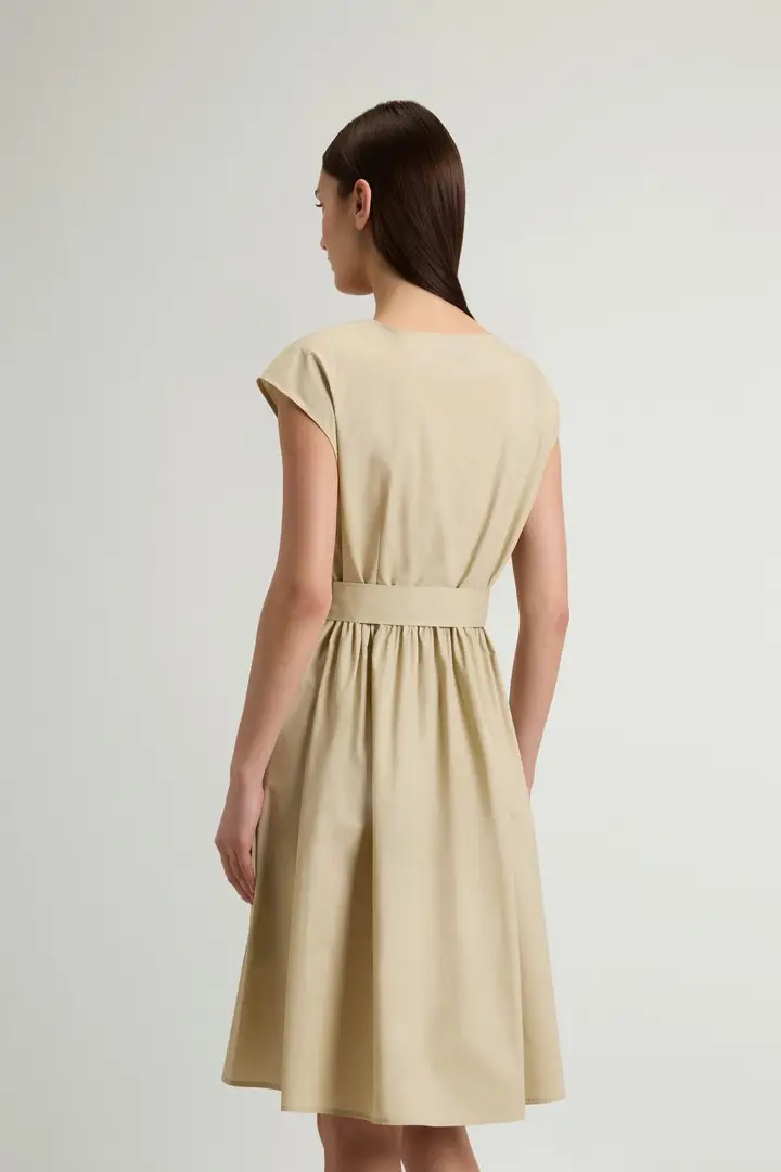 donna Vestito in popeline di puro cotone con cintura Beige White Pepper miniatura 2