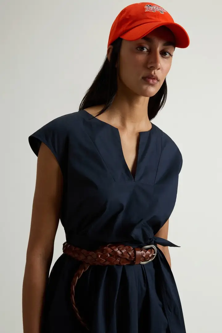 donna Vestito in popeline di puro cotone con cintura Blu Melton Blue miniatura 3