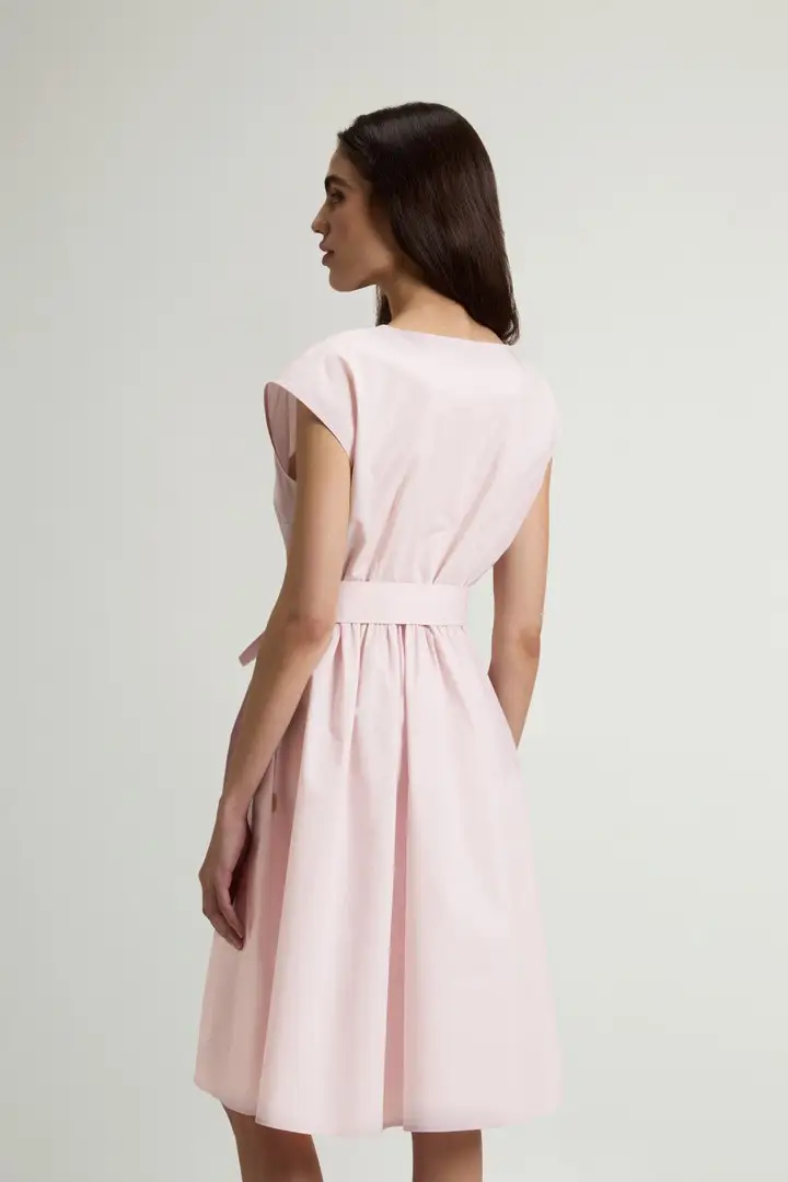 donna Vestito in popeline di puro cotone con cintura Rosa Pale Lilac miniatura 2