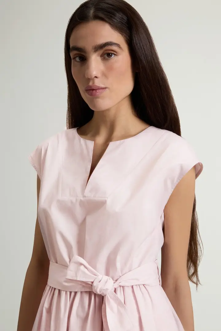 donna Vestito in popeline di puro cotone con cintura Rosa Pale Lilac miniatura 3