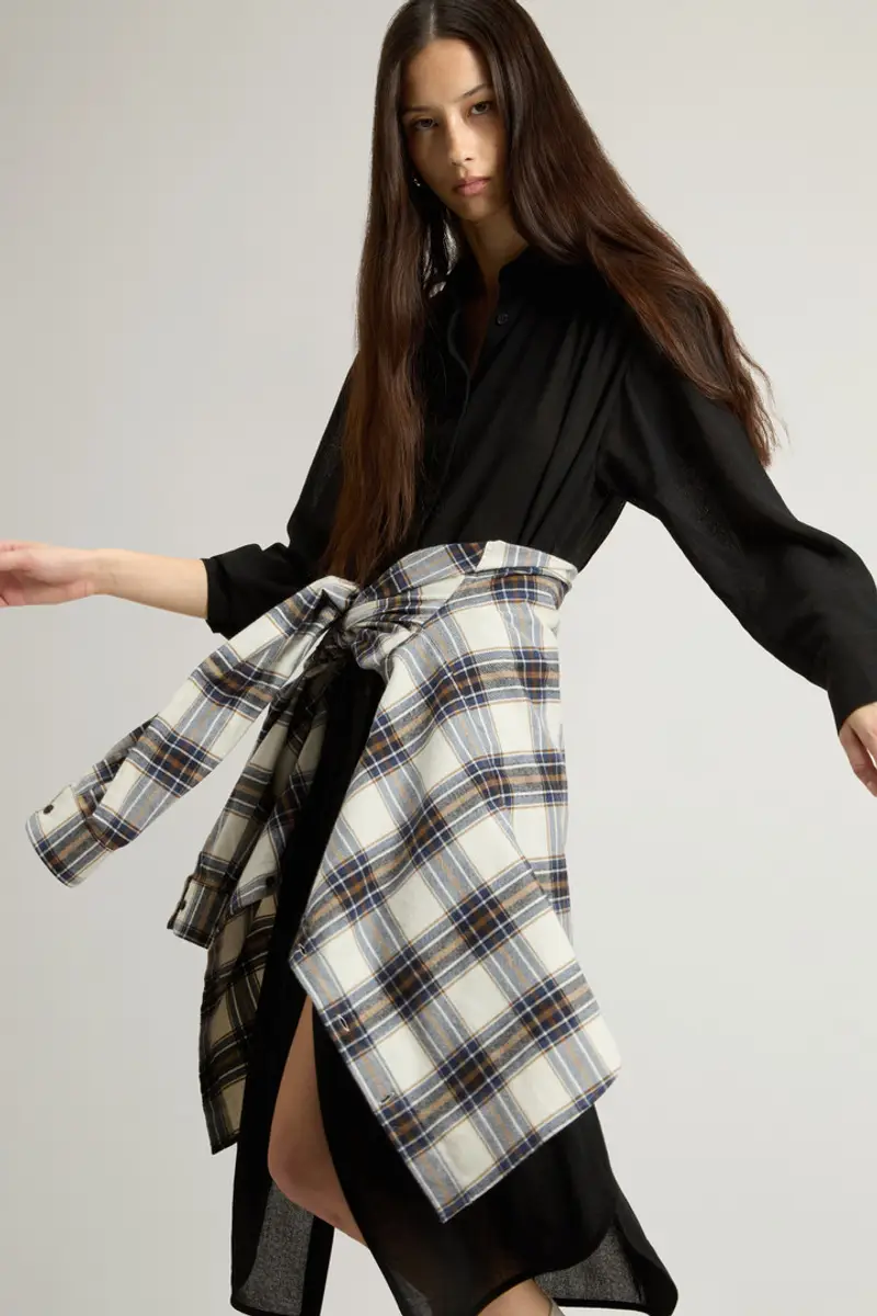 Woolrich Donna Vestito in tessuto garzato italiano Nero Taglia XXS miniatura 3