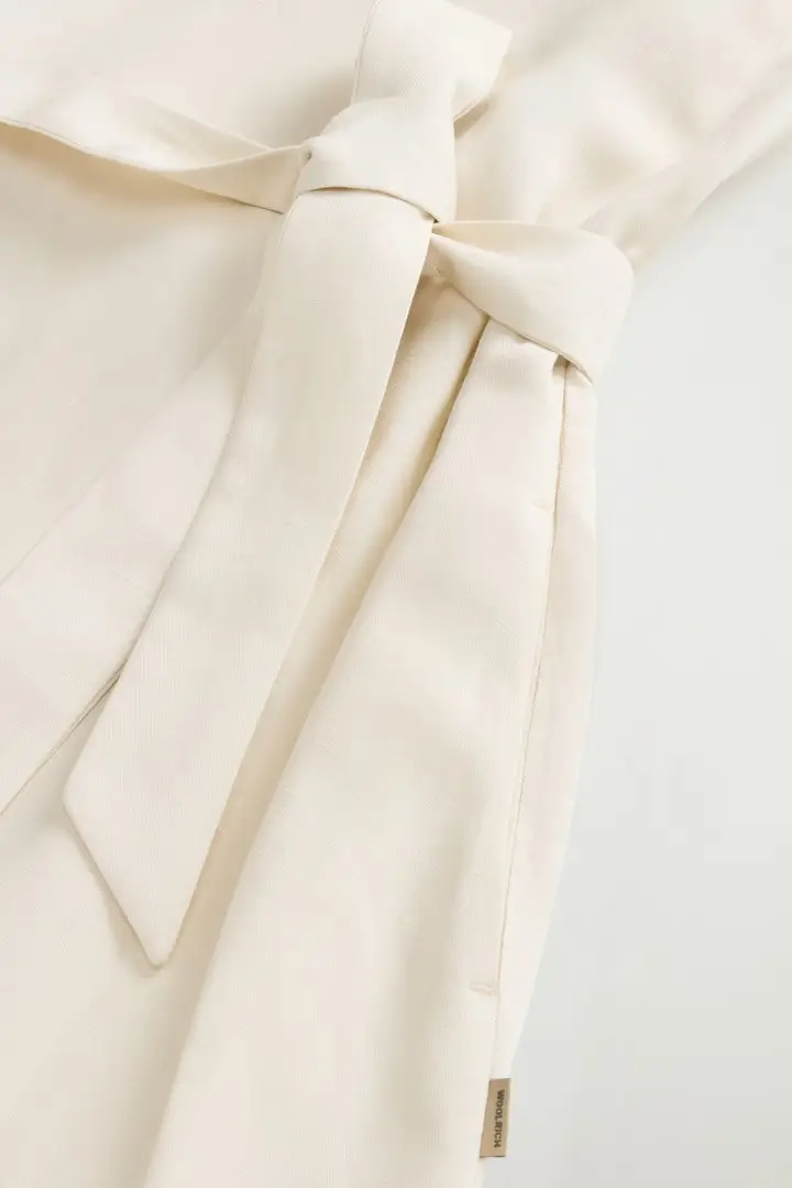 donna Vestito smanicato in misto lino con cintura Bianco Milky Cream miniatura 2