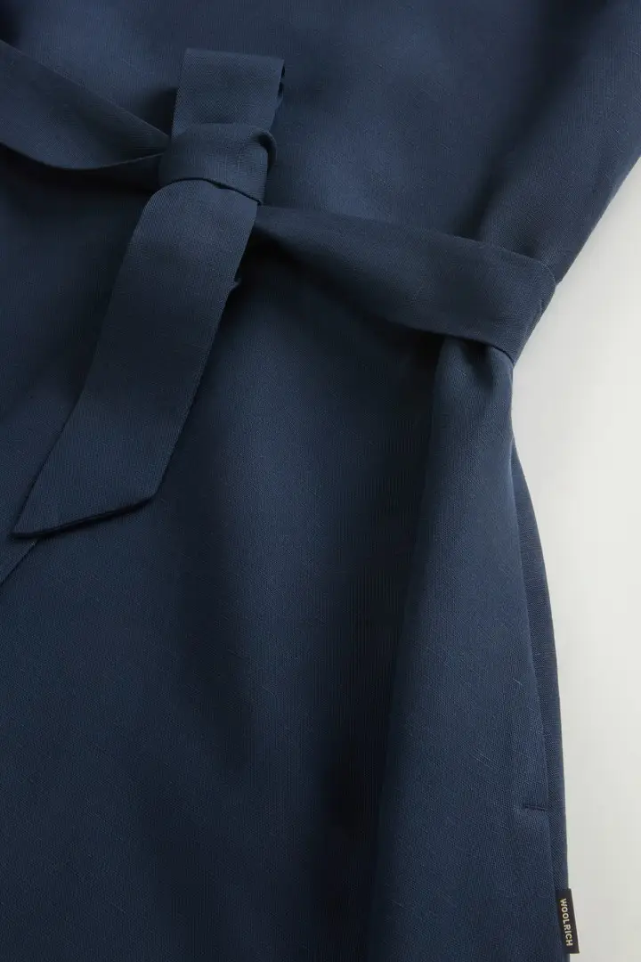 donna Vestito smanicato in misto lino con cintura Blu Melton Blue miniatura 2