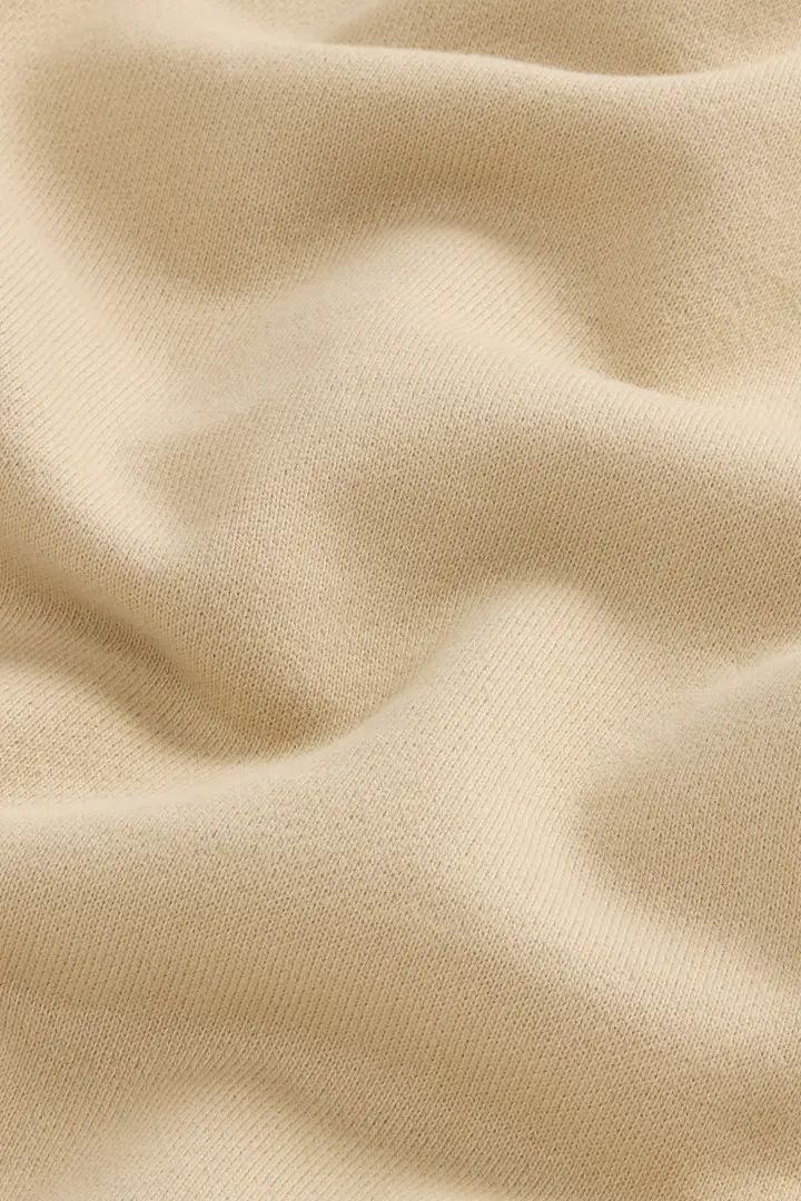 Felpa crop con cappuccio da ragazza in puro cotone tinta in capo Beige Oatmeal miniatura 2