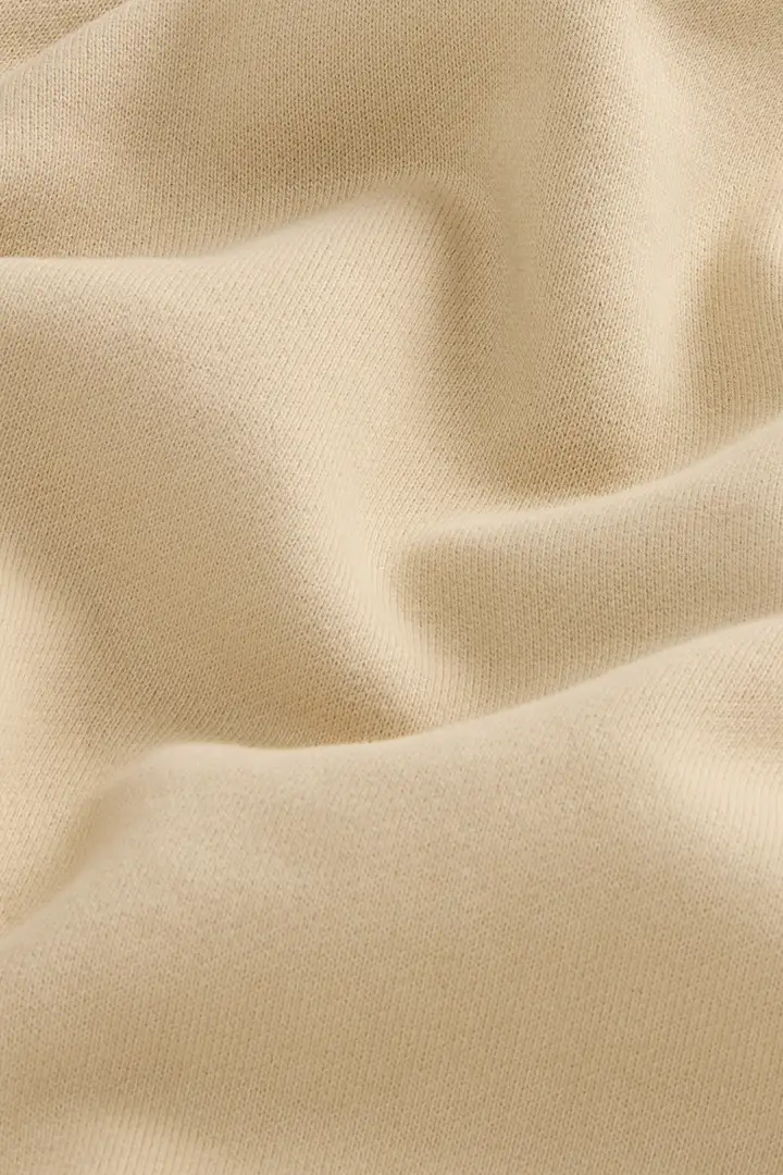 Felpa crop girocollo da ragazza in puro cotone tinta in capo Beige Oatmeal miniatura 2