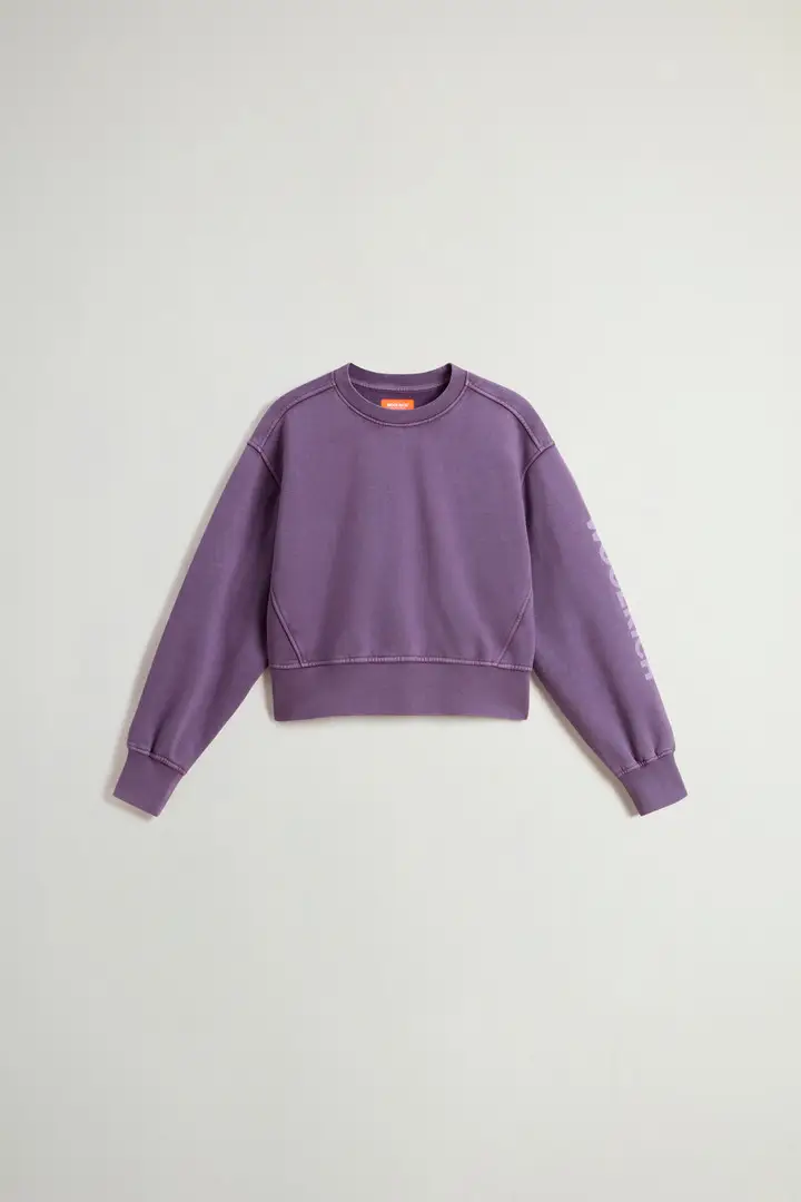 Felpa crop girocollo da ragazza in puro cotone tinta in capo Lilla Mulled Grape