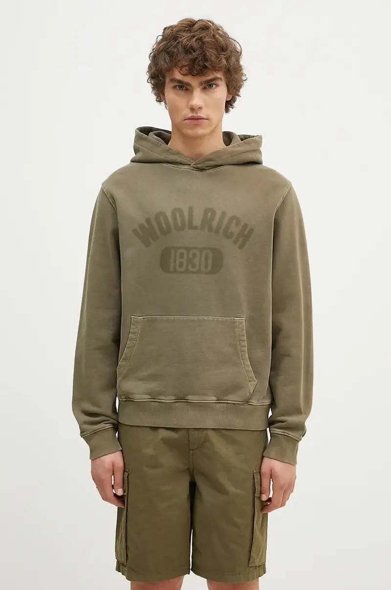 felpa in cotone Garment Dyed Logo Hoodie uomo colore verde con cappuccio CFWOSW0220MRUT3686