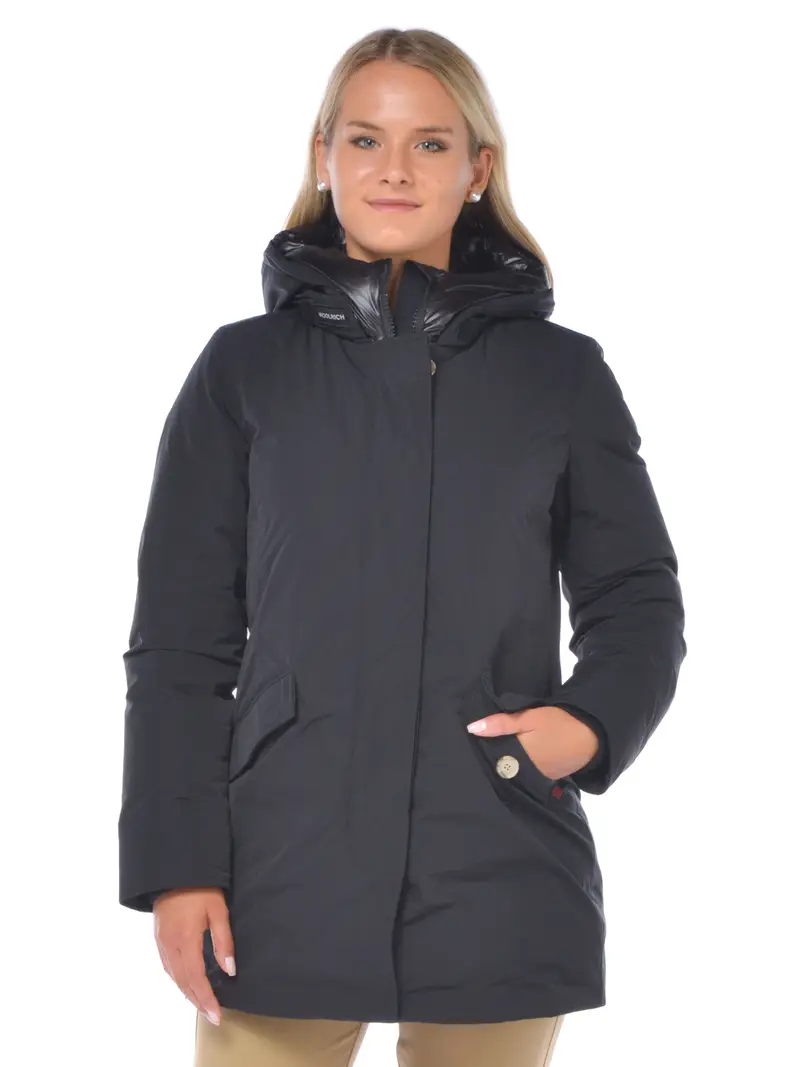 giaccone donna Woolrich imbottito con cappuccio NERO miniatura 2