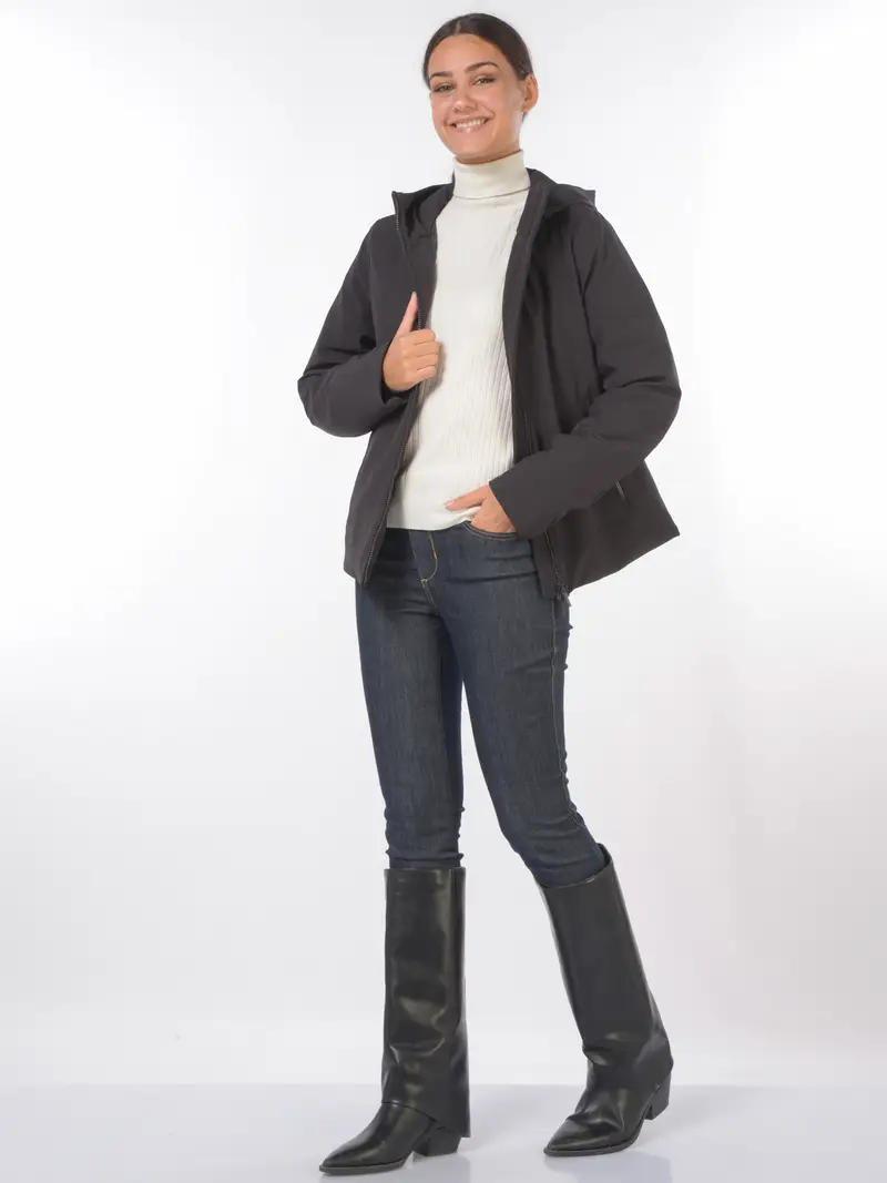 giubbino da donna Woolrich Firth Parka in Tech Softshell NERO miniatura 2