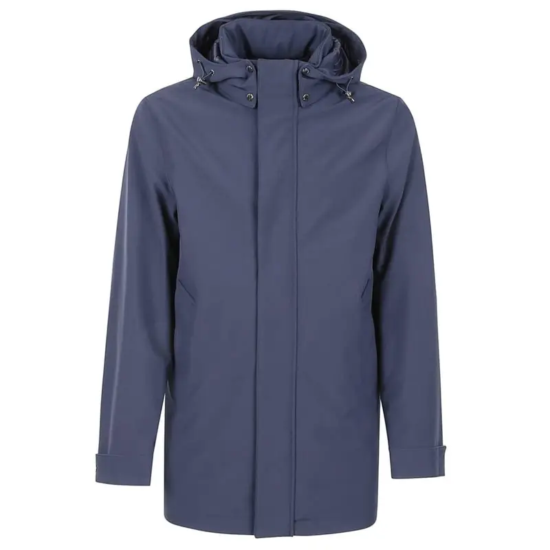 giubbotto uomo con cappuccio in softshell blu