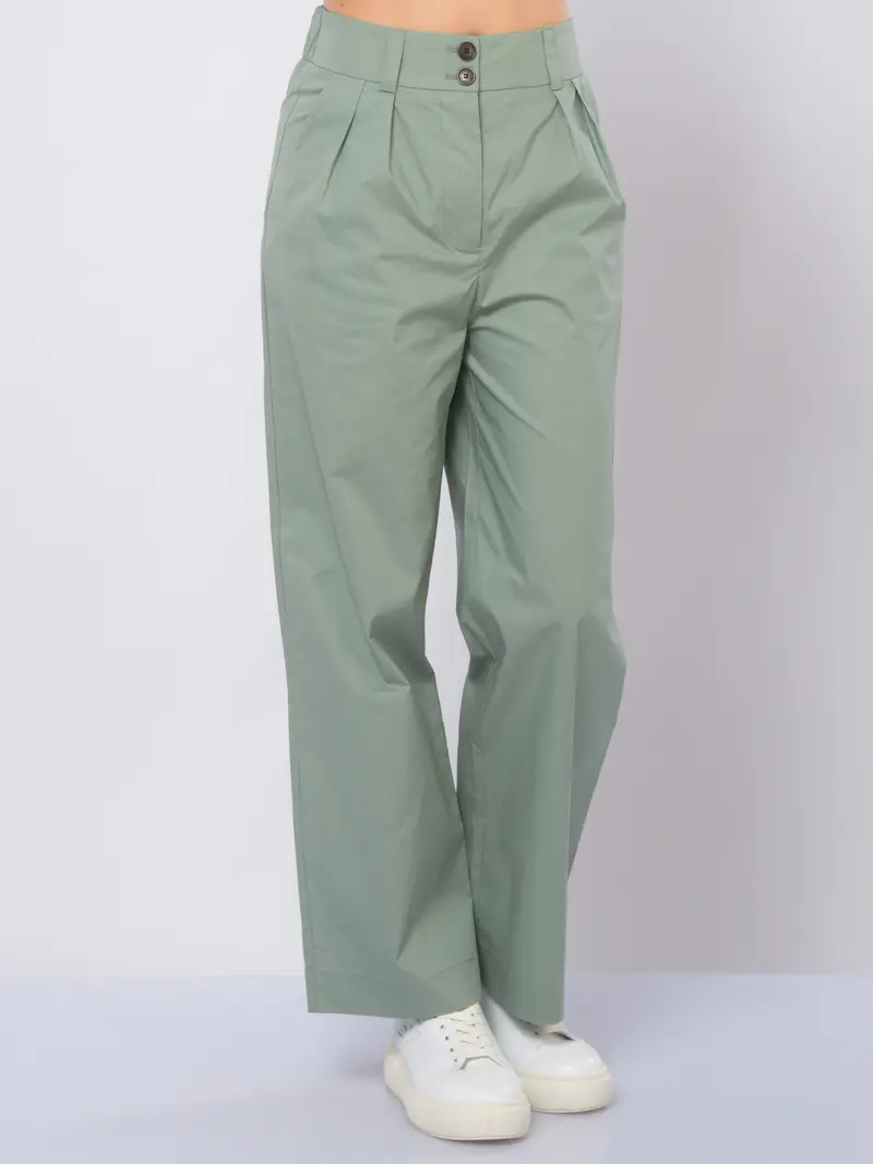 pantalone da donna Woolrich in cotone con pinces Verde