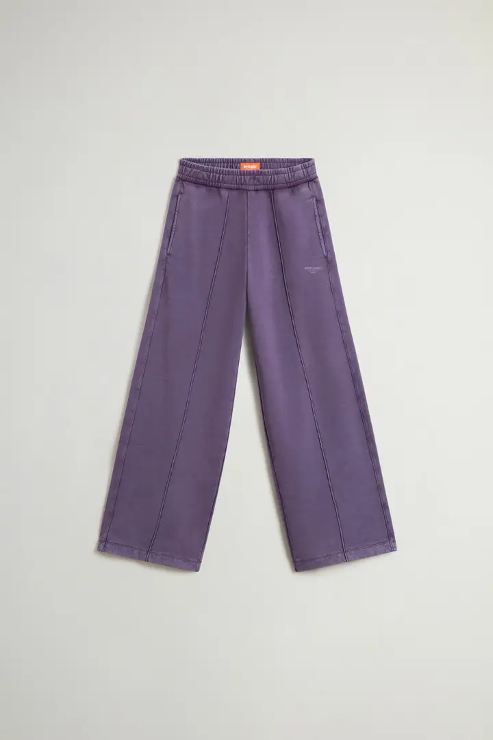 Pantaloni da ragazza in puro cotone felpato tinti in capo Lilla Mulled Grape