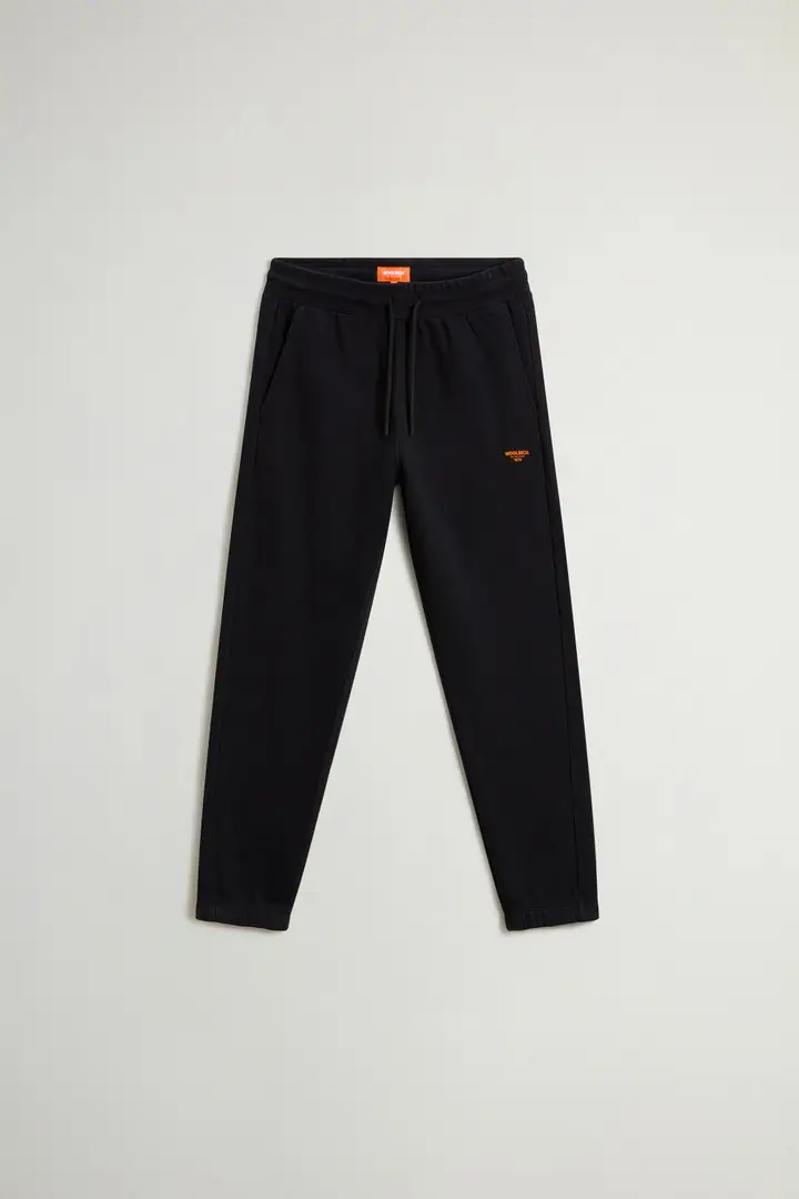 Pantaloni sportivi da ragazzi in puro cotone felpato Nero Black