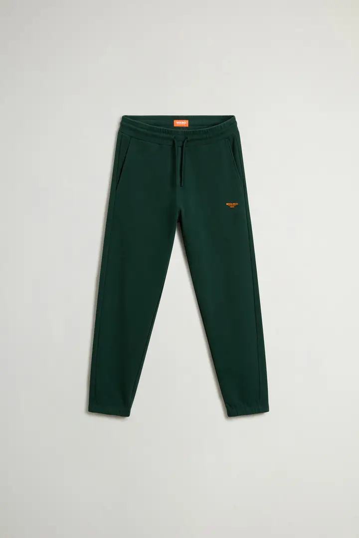 Pantaloni sportivi da ragazzi in puro cotone felpato Verde Dark Holly Green