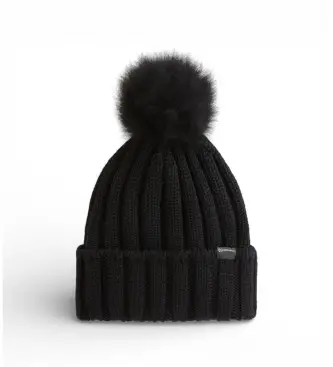 per donna CFWWAC0163FRUF0428 Cappello nero con pompon staccabile (S), Casual, Lana