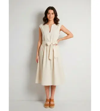 per donna CFWWDR2028FRUT3944 Abito in popeline bianco (XS), Beige, Casual, Cotone, Senza maniche / cinghie