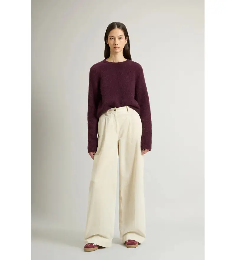 per donna CFWWTR2013FRUT5026 Pantaloni beige a gamba larga in velluto a coste (25), Casual, Cotone