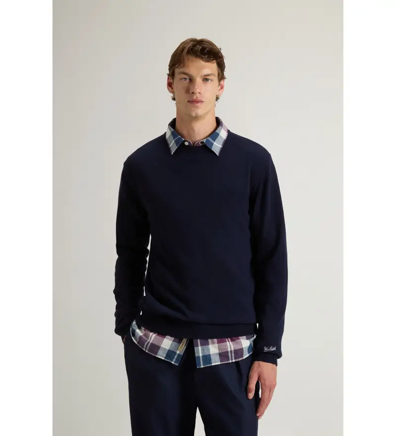 per uomo CFWOKN0278MRUF0469 Maglione girocollo in lana blu navy (XL), Casual