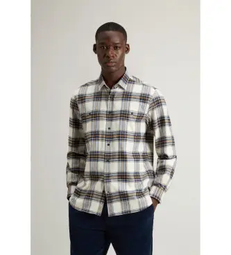 per uomo CFWOSI2001MRUT5058 Camicia a quadri in flanella bianco sporco (S), Casual, Cotone, Manica lunga