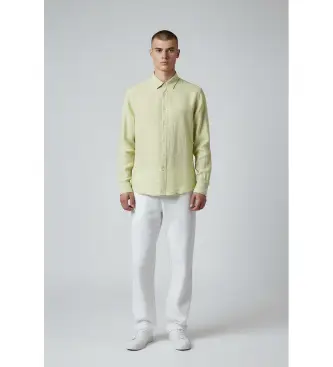 per uomo CFWOSI2013MRUT5284 Camicia di lino gialla (M), Casual, Giallo, Manica lunga Naturale