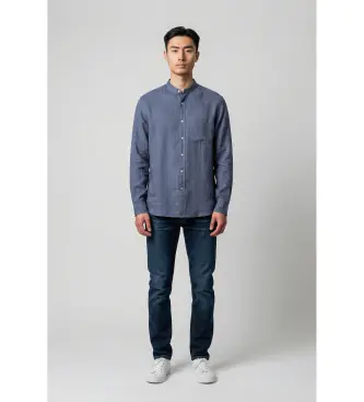 per uomo CFWOSI2034MRUT5284 Camicia in lino blu navy (S), Casual, Classico, Manica lunga