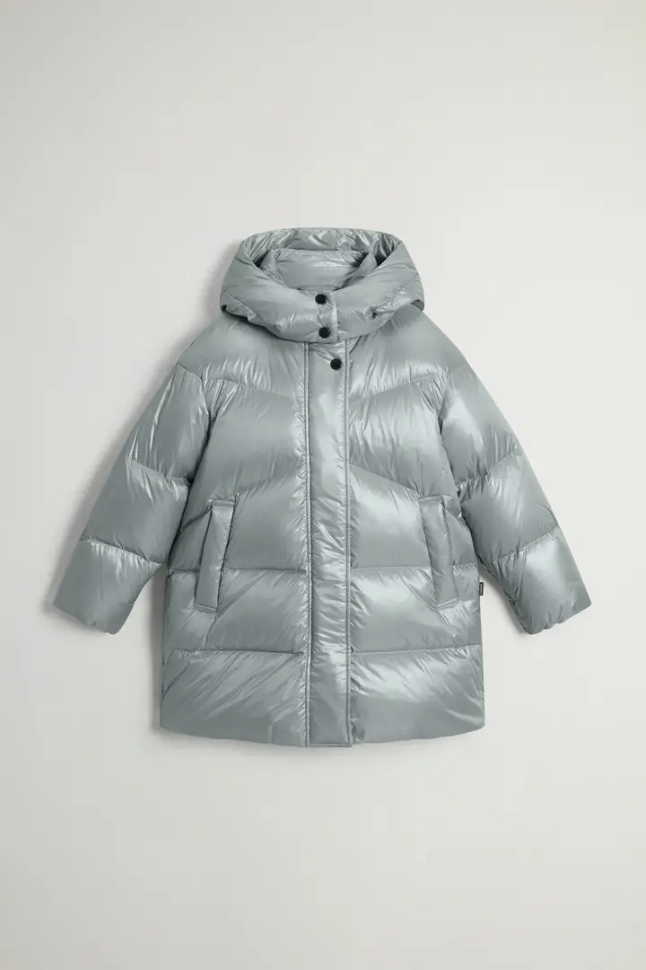 Piumino Aliquippa da bambina in nylon lucido Blu Citadel