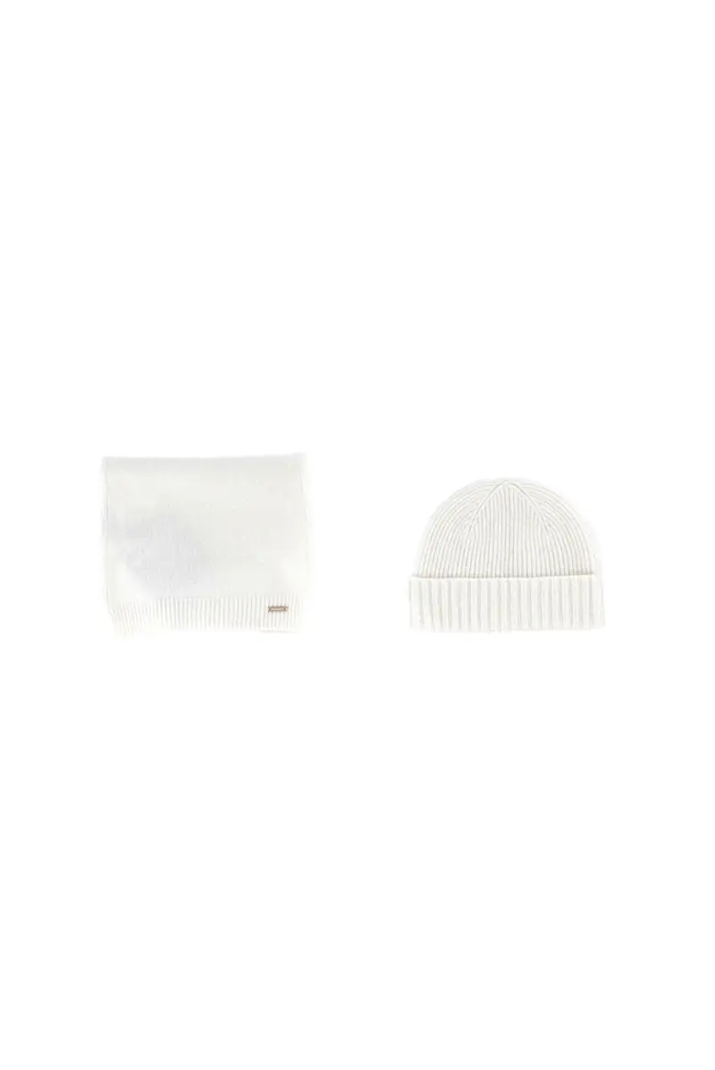 Set accessori Donna WOOLRICH Panna Gift box cappello e sciarpa