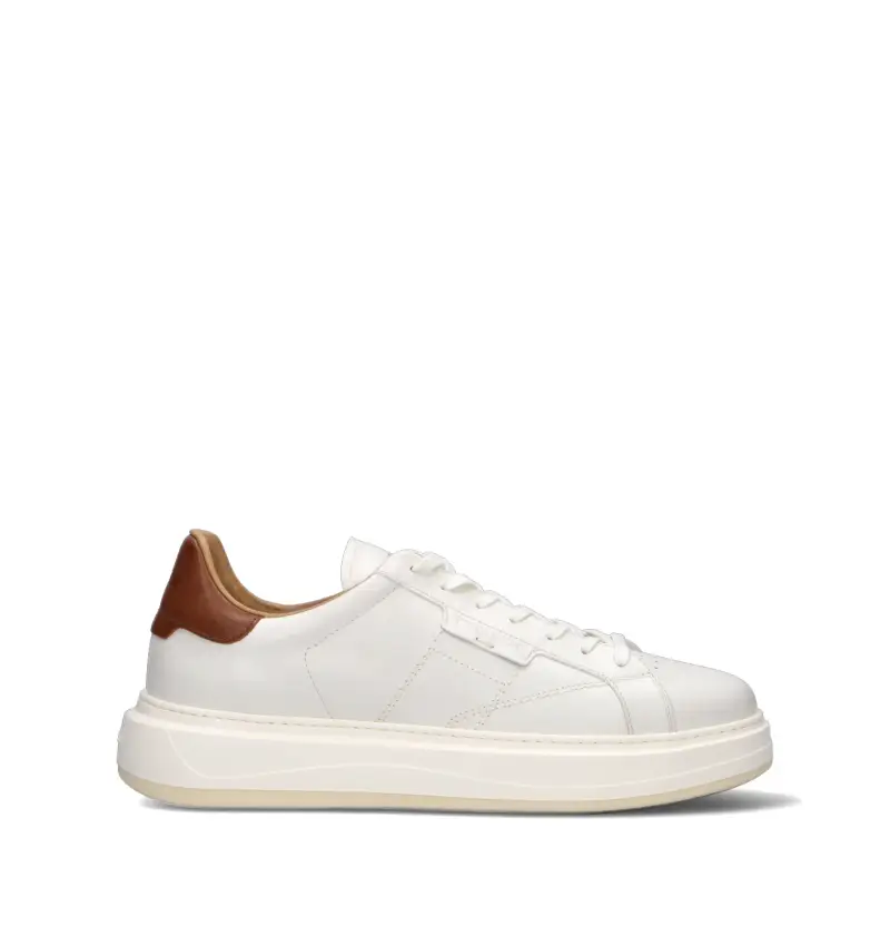 Sneaker uomo bianca/cuoio in pelle Vario