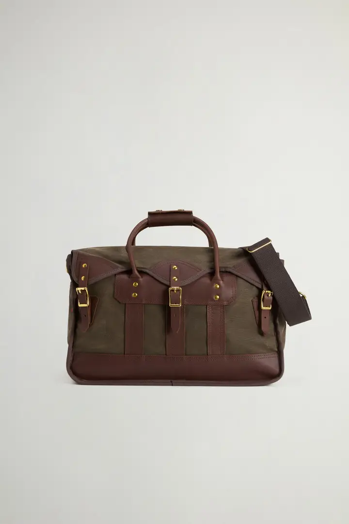 Unisex Borsone Overland con inserti in pelle Verde Dried Herb