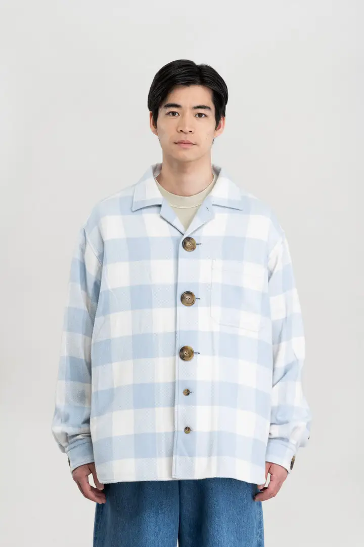 Unisex Camicia in puro cotone con motivo a quadri Blu Sax