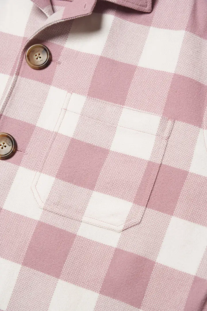 Unisex Camicia in puro cotone con motivo a quadri Rosa Pink miniatura 3