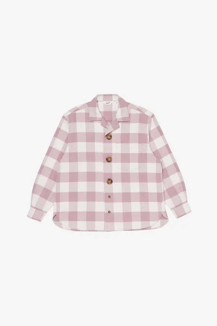 Unisex Camicia in puro cotone con motivo a quadri Rosa Pink