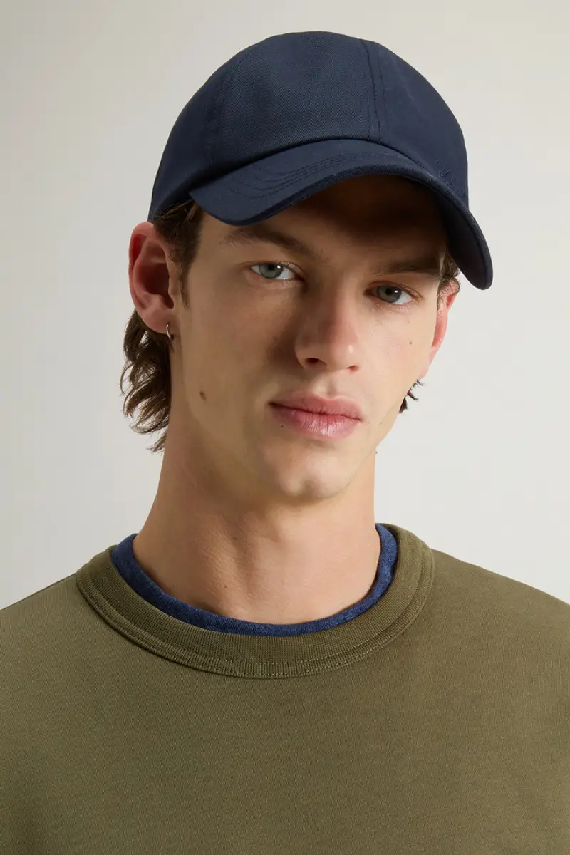 Woolrich Unisex Cappellino in twill di cotone con logo ricamato Blu Taglia ONE miniatura 3