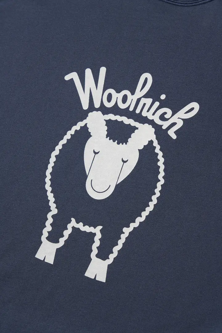 Unisex Felpa girocollo in puro cotone con logo stampato sul petto e sul retro Blu Navy miniatura 2