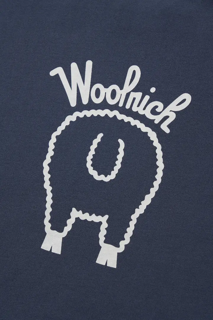 Unisex Felpa girocollo in puro cotone con logo stampato sul petto e sul retro Blu Navy miniatura 3