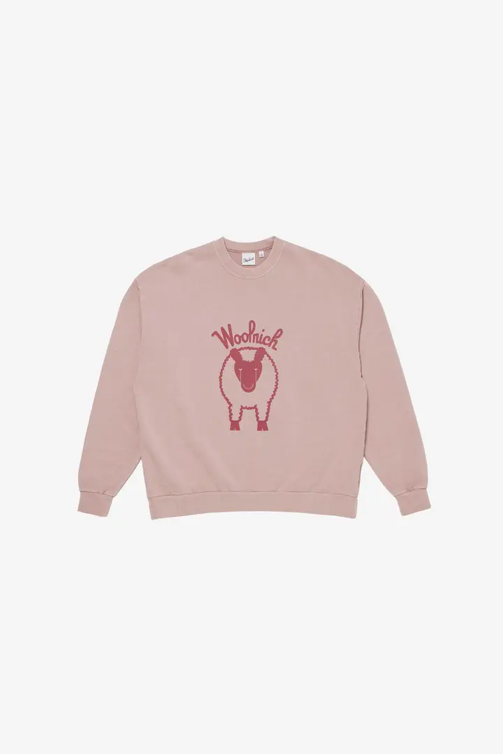 Unisex Felpa girocollo in puro cotone con logo stampato sul petto e sul retro Rosa Pink