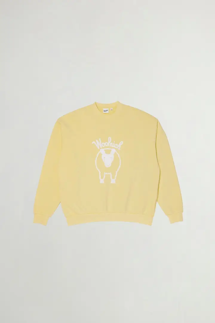 unisex Felpa girocollo Sheep in puro cotone Giallo Yellow