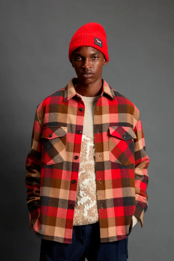 Unisex Giacca a camicia a quadri in puro cashmere by Todd Snyder Multicolore Red Grey Check miniatura 2
