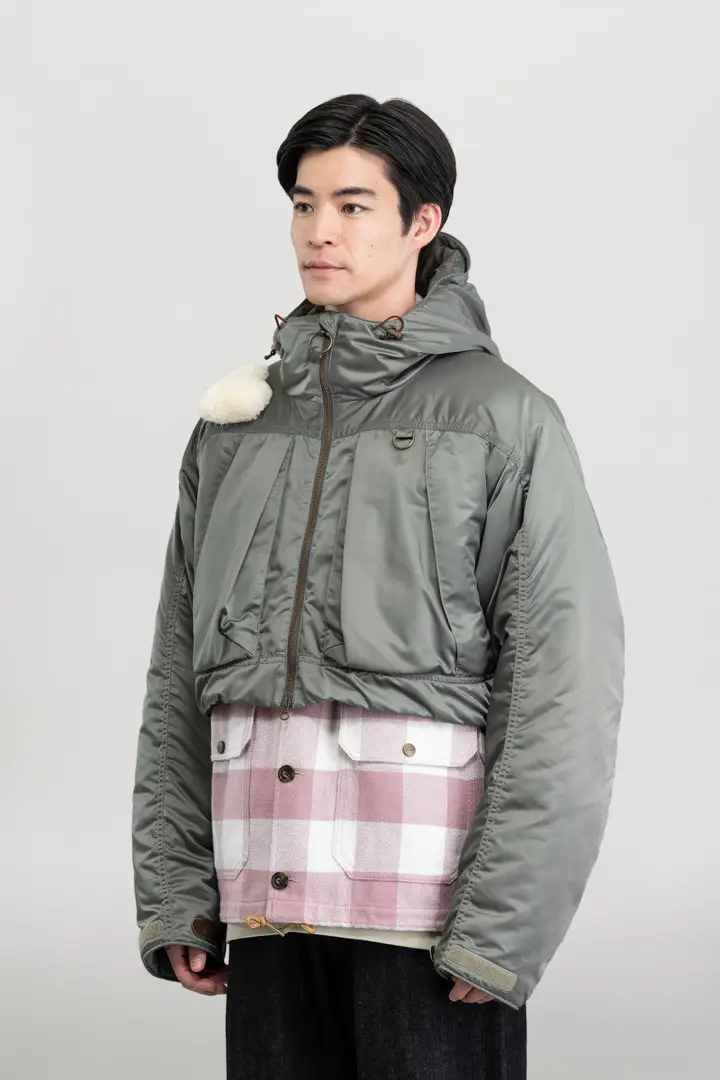 Unisex Giacca Fishing in tessuto satinato con cappuccio con visiera Verde Sage miniatura 2