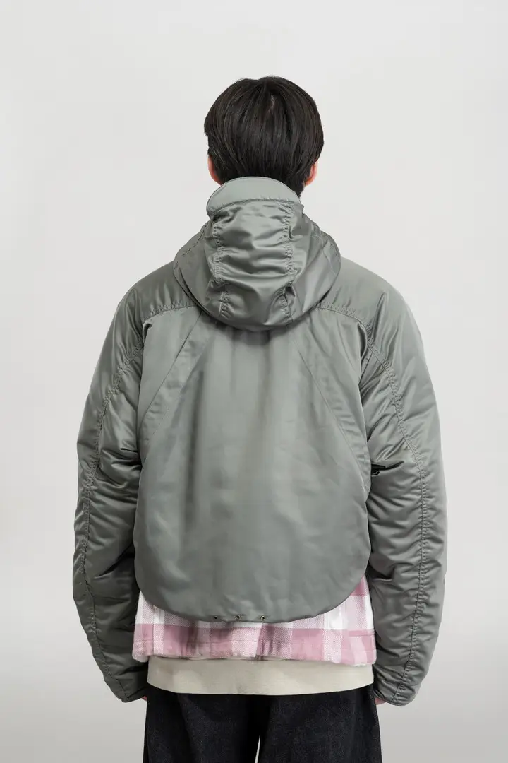 Unisex Giacca Fishing in tessuto satinato con cappuccio con visiera Verde Sage miniatura 3