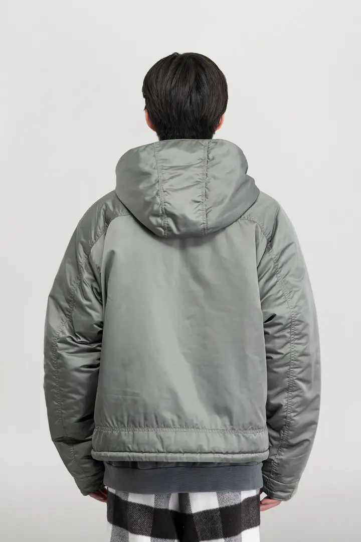 Unisex Giacca Fishing in tessuto satinato con cappuccio rimovibile Verde Sage miniatura 3