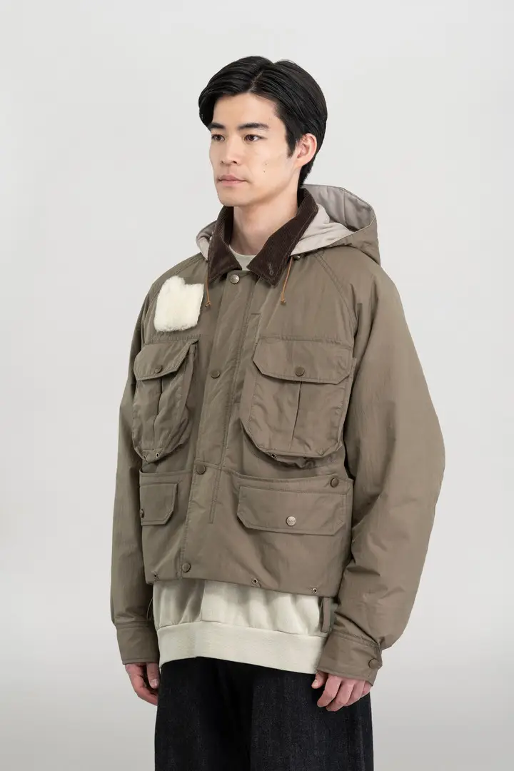 Unisex Giacca in taffetà di misto nylon con cappuccio rimovibile Marrone Brown miniatura 2