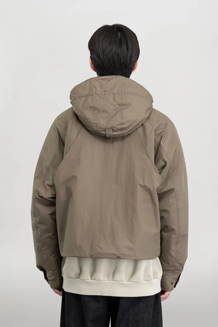 Unisex Giacca in taffetà di misto nylon con cappuccio rimovibile Marrone Brown miniatura 3