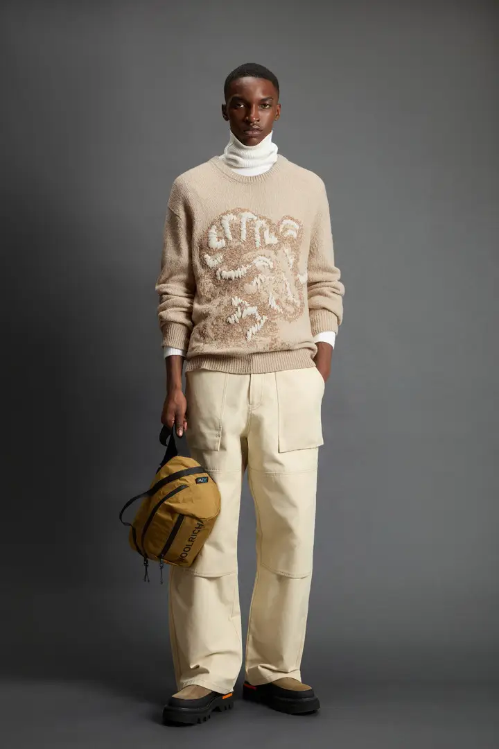 Unisex Maglione girocollo in misto lana con disegno in jacquard by Todd Snyder Beige Oat miniatura 2