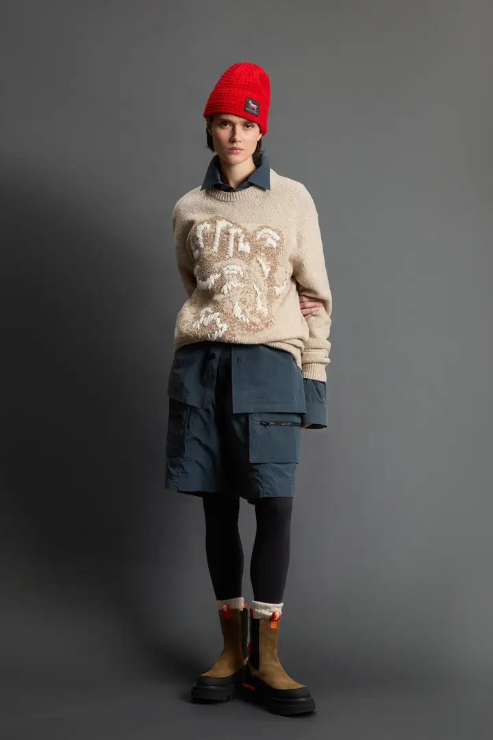Unisex Maglione girocollo in misto lana con disegno in jacquard by Todd Snyder Beige Oat miniatura 3