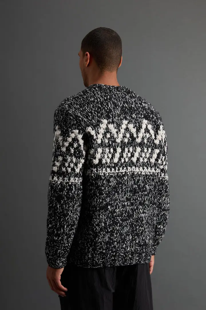 unisex Maglione girocollo in misto lana italiana by Todd Snyder Multicolore Black White miniatura 2