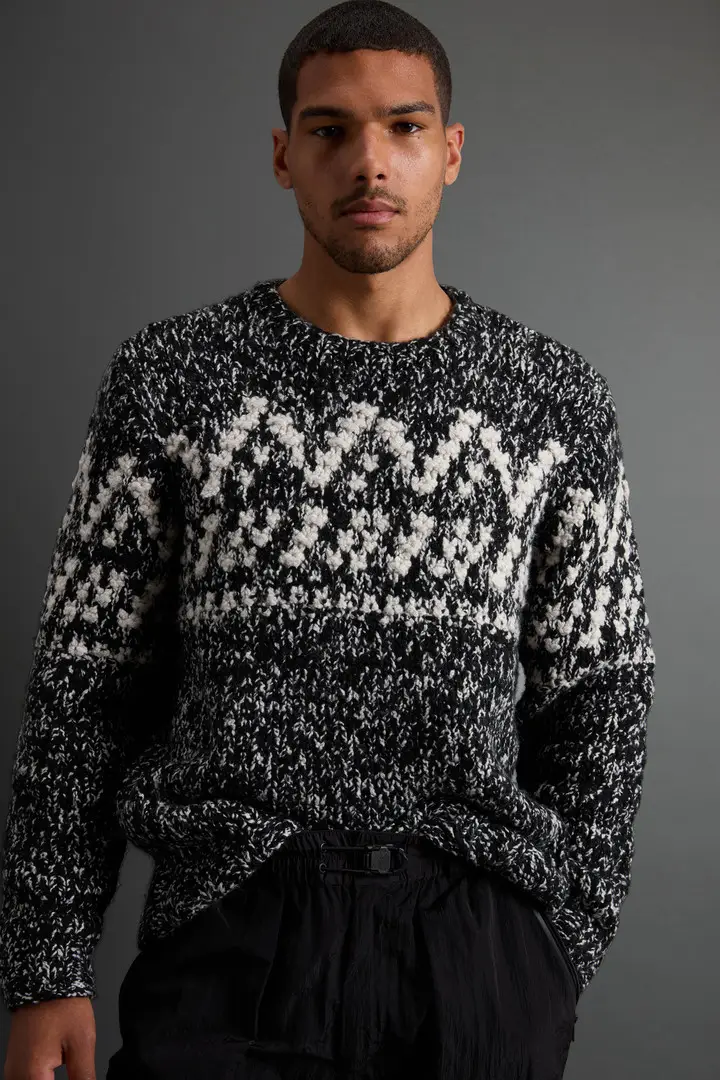 unisex Maglione girocollo in misto lana italiana by Todd Snyder Multicolore Black White miniatura 3