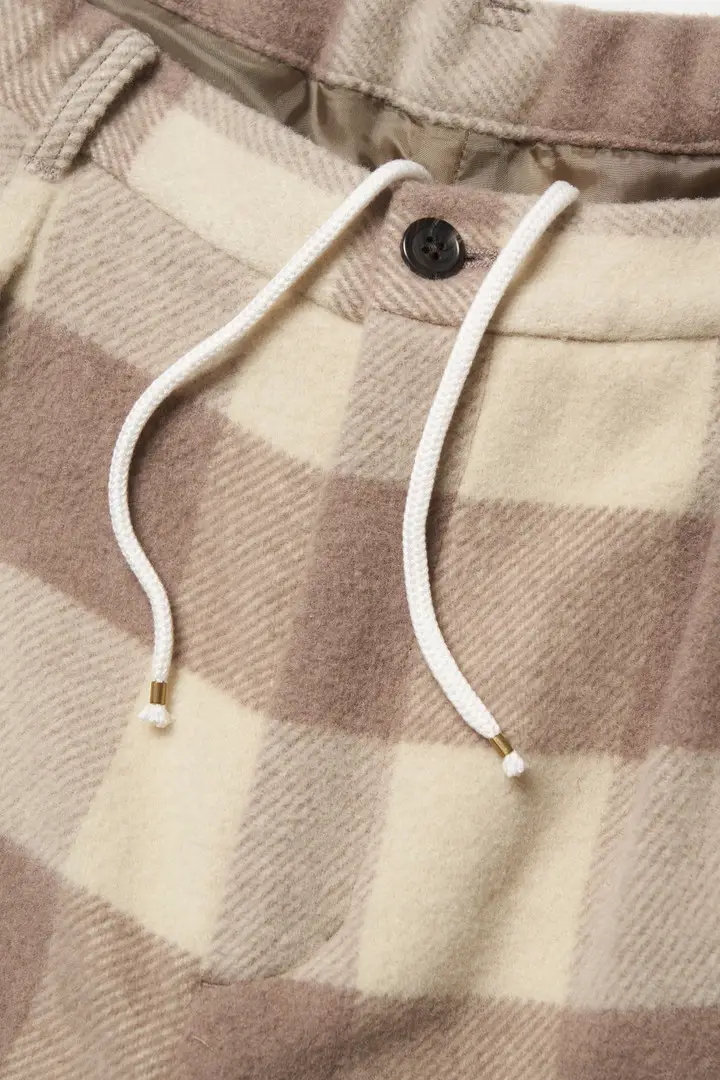 Unisex Pantaloni in misto lana e nylon con motivo a quadri Beige miniatura 2