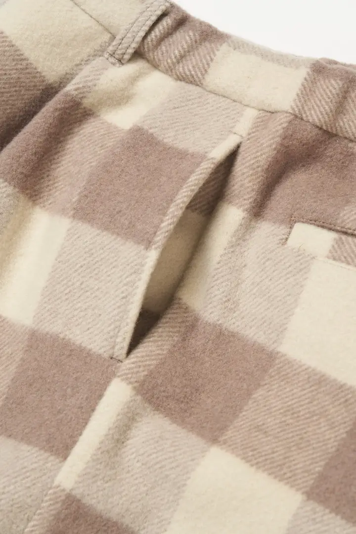 Unisex Pantaloni in misto lana e nylon con motivo a quadri Beige miniatura 3